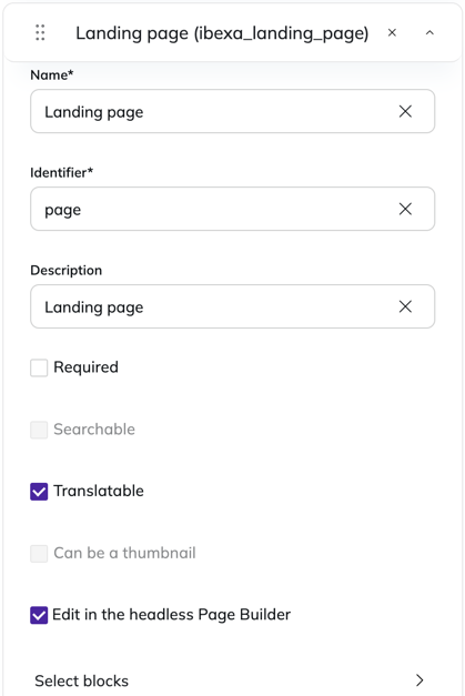 Checked "Edit in the headless Page Builder"
